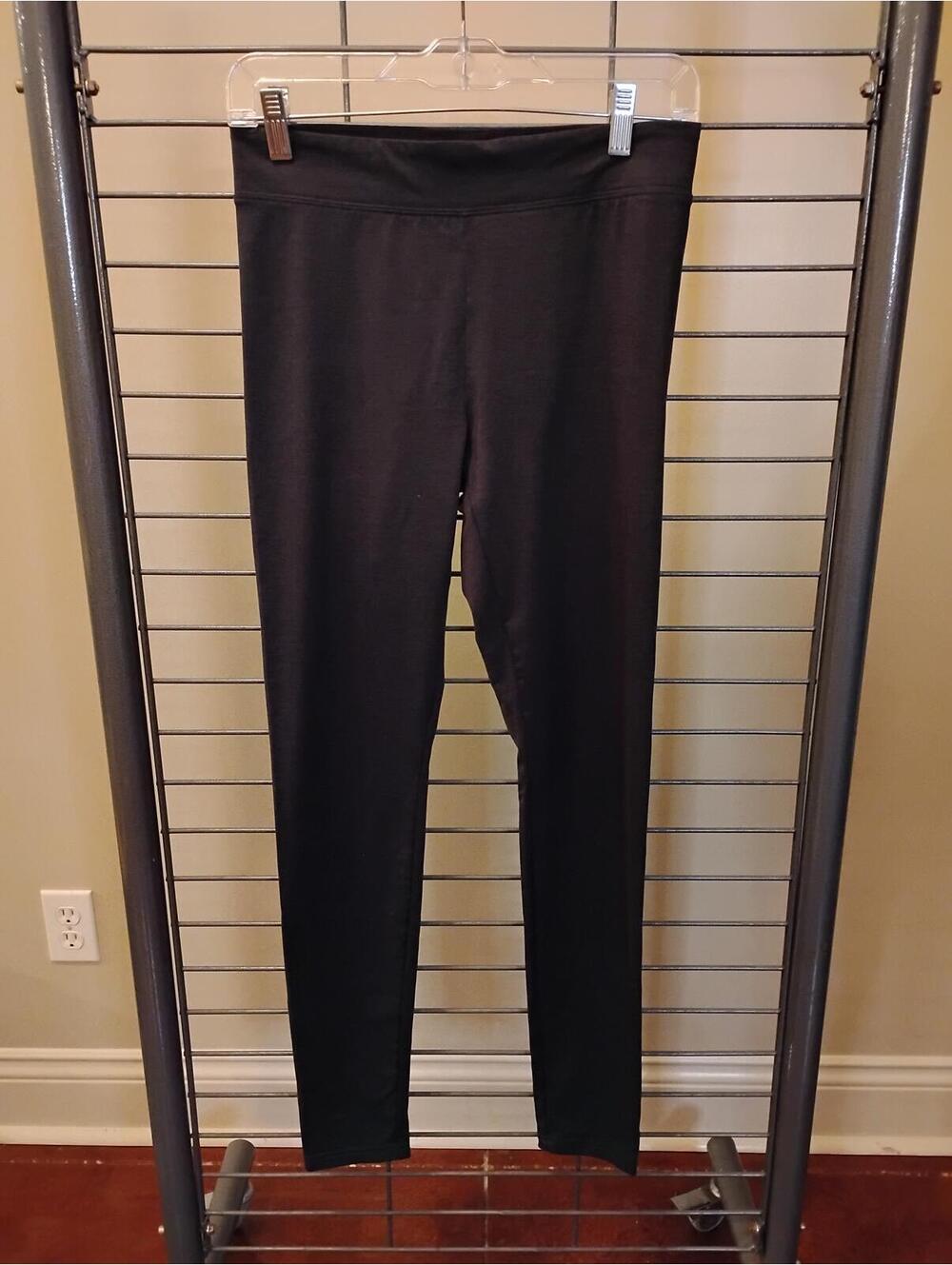A‎ New Day Black Stretch Leggings Wide Waistband Tapered Pants Womens Small